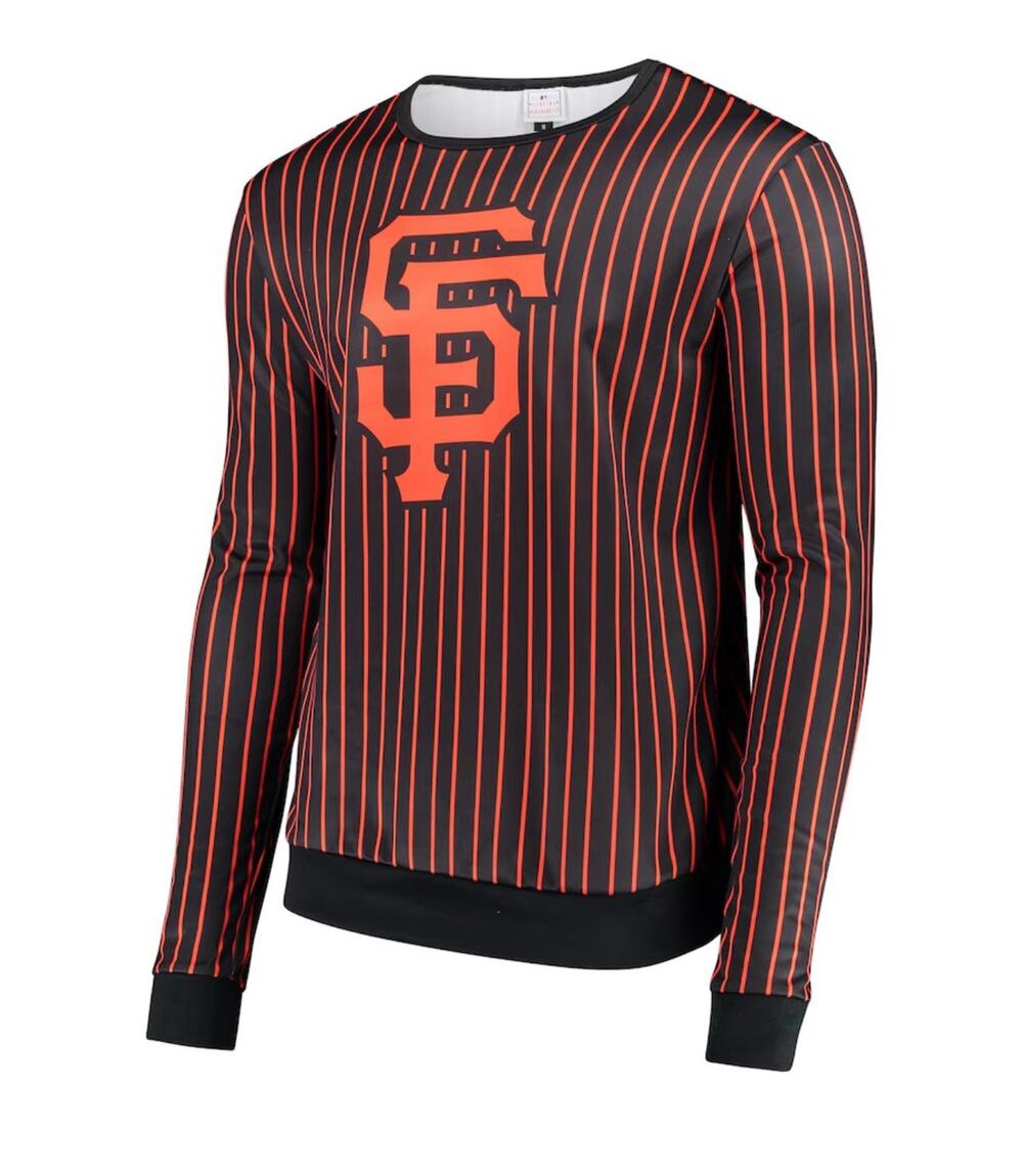 MLB San Francisco Giants PinStripe Crew Neck Long Sleeve Pullover Shirt Size S